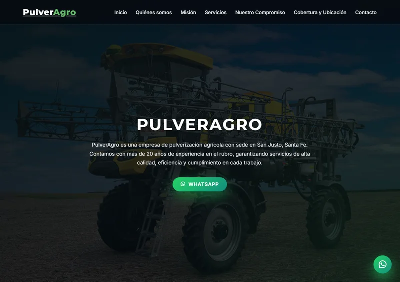 PulverAgro: vista del sitio web
